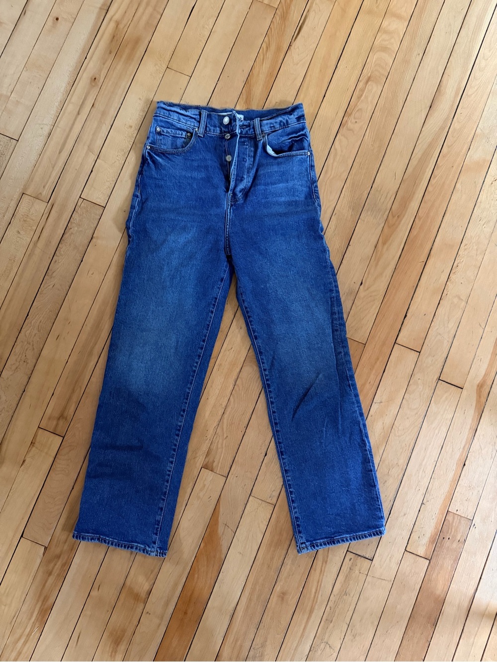 Zara Medium Blue Denim High-Rise Jeans